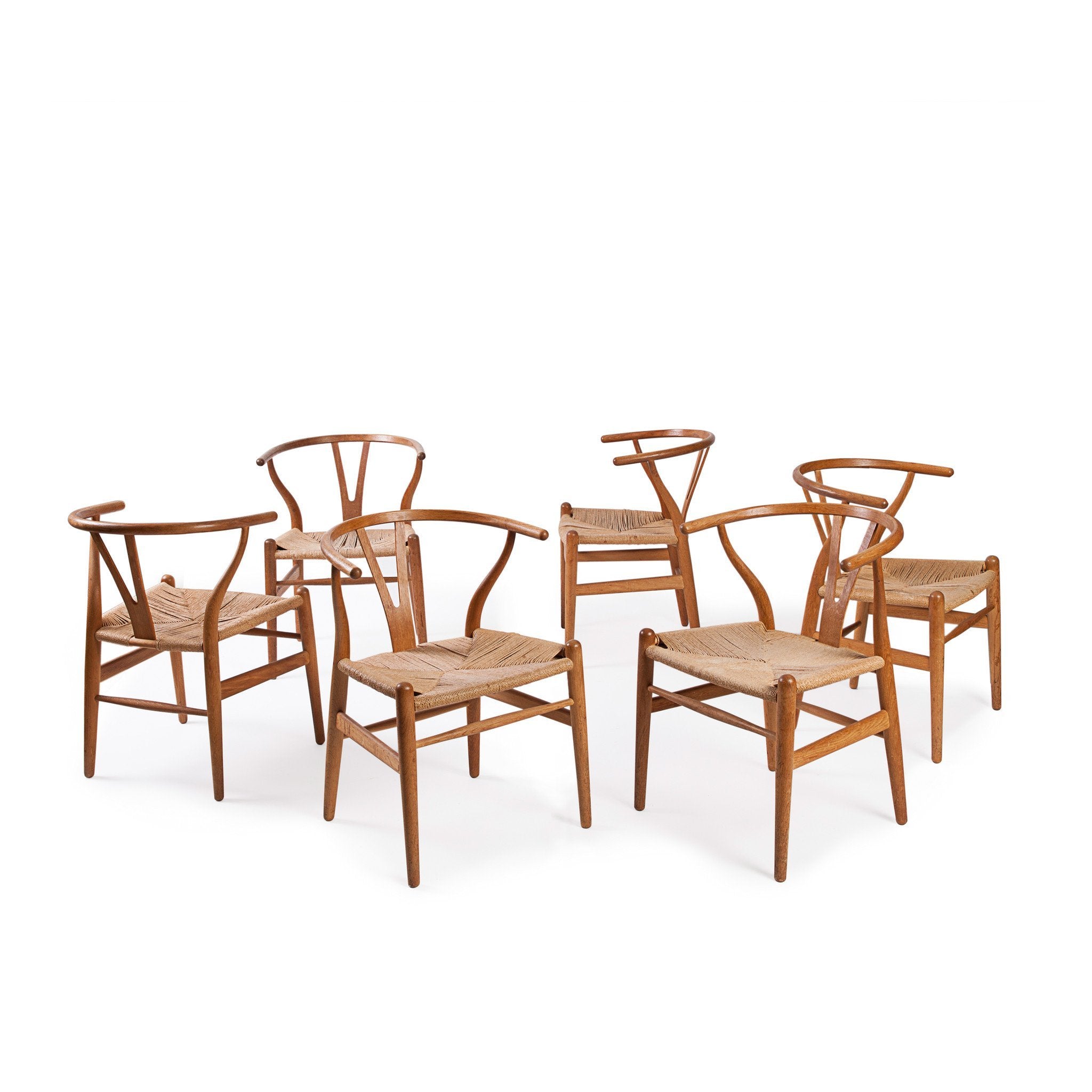 CH24 or Wishbone Chairs, Set of 6, Hans J. Wegner, 1960s - ONEROOM